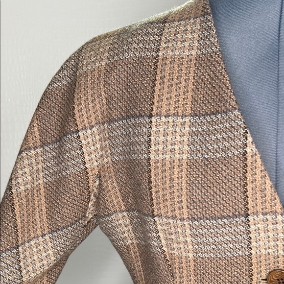 Giorgio Armani Plaid Brown Women's Blazer Jacket - Picture 4 of 13